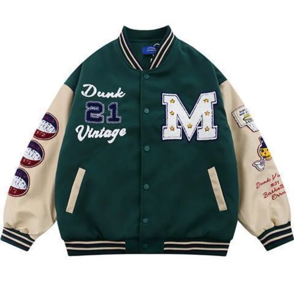 Jaqueta bordada de letras de rua e casaco masculino y2k harajuku punk rock jaqueta de beisebol casal solto hip hop jaqueta masculina 231229