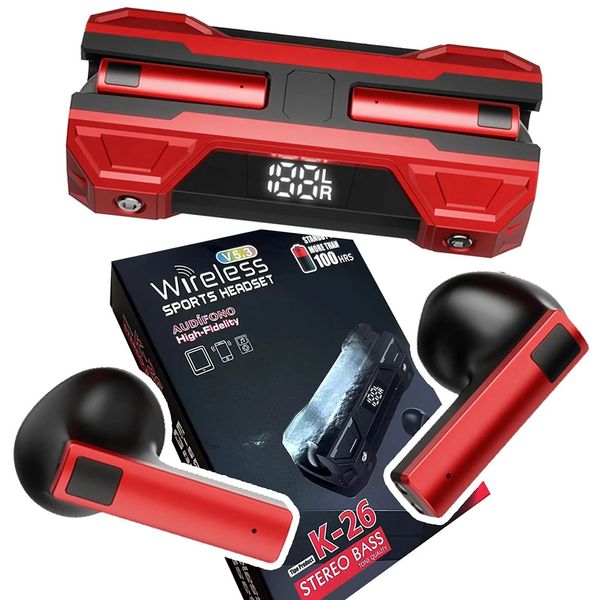 Prodotti caldi Top Ten 10 20 Recensione Più venduti 2023 Gaming In-ear k26 TWS Auricolari wireless Cuffie Cuffie Auricolari per chiamate HD