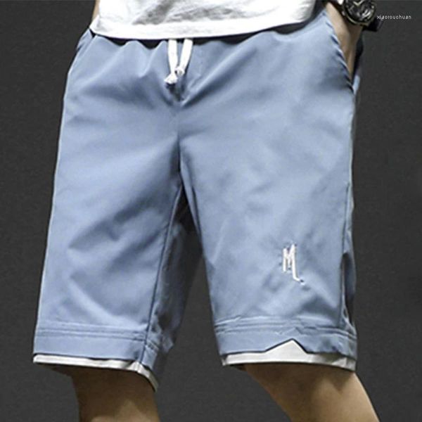 Shorts masculinos 2023 verão moda casual confortável algodão solto pilha fina cordão reto ajuste