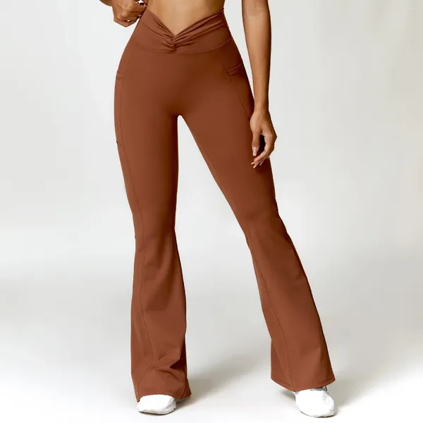 Calças ativas leggings femininas cintura alta yoga push up calças esportivas 2024 pilates roupas de fitness leggins mujer marrom