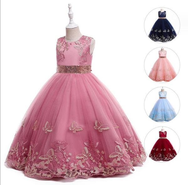 Конкурсные платья для девочек на подиуме Beautif 3D Цветы ручной работы Платье для девочек Пышная юбка Детские платья для выпускного вечера Бальное платье с бусинами Цветочная капля D Dhvlf
