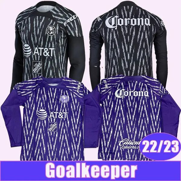 Indossare 22 23 America G.OCHOA Portiere Maglie da calcio Messico O.JIMENEZ Maglia da calcio nera a maniche lunghe da uomo Maniche corte Uniformi