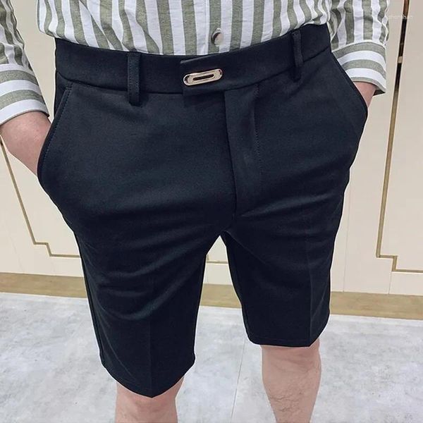 Shorts masculinos roupas de marca terno de verão homens em linha reta negócios formal wear fino ajuste casual curto homme na altura do joelho qualidade 28-36
