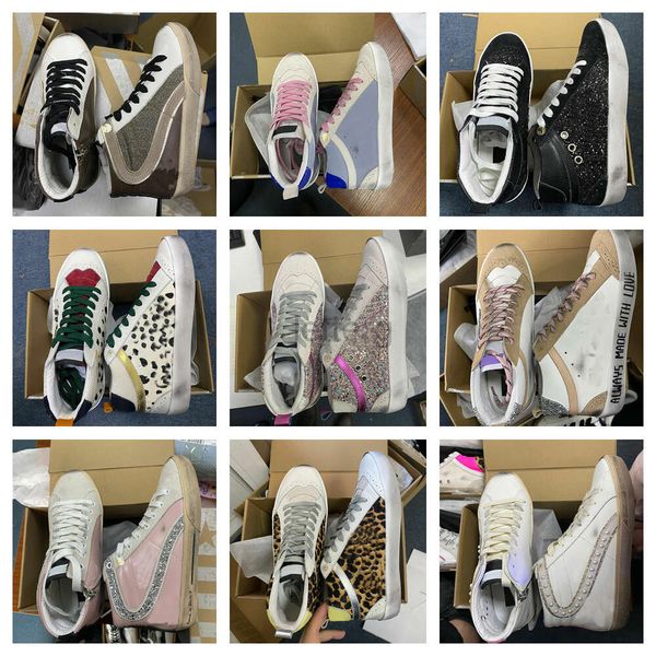 İkonik Moda Altın Orta Yıldız Günlük Ayakkabı Bağcalı Spor Ayakkabı İtalya Metalik Sıkıntılı Yüksek Süet Buzağı Deri Yılan Sınırları Yapmak Yaşlı Kirli Tasarımcı Letterg