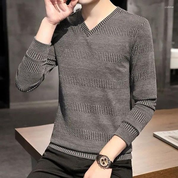 Männer Pullover Gestrickte Für Männer Plain V-ausschnitt Pullover Mann Kleidung Einfarbig Grün Dicke Winter Casual Plus Größe koreanische 2023 Herbst A