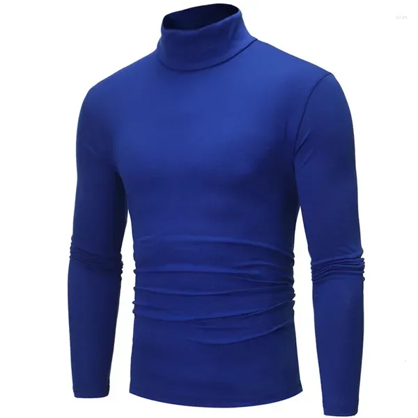 Abiti da uomo A3396 autunno inverno inverno maniche lunghe Turtleneck t-shirt top a colori solidi