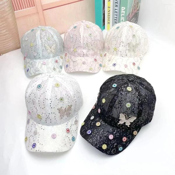 Ballkappen 2023 Mode Schmetterling Baseball Strass Hut Frühling K Kop Cap Hip Hop Casual Hüte Für Frauen Snap Zurück Knochen