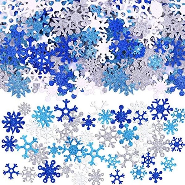 Envoltório de presente 50 peças glitter flocos de neve adesivos de espuma auto-adesivo floco de neve de inverno para festa de Natal e projetos de artesanato DIY