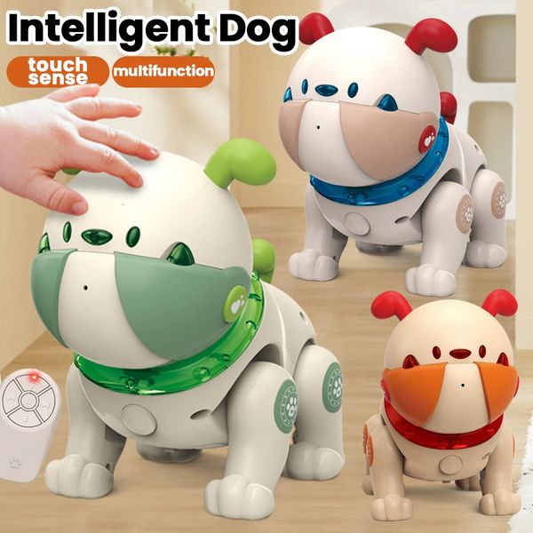 Rc Robot Electronic Dog Touch Giocattolo elettrico per animali domestici Intelligent Touch-Sense Music Song Bambino che impara Giocattolo strisciante Regalo di Natale 231229