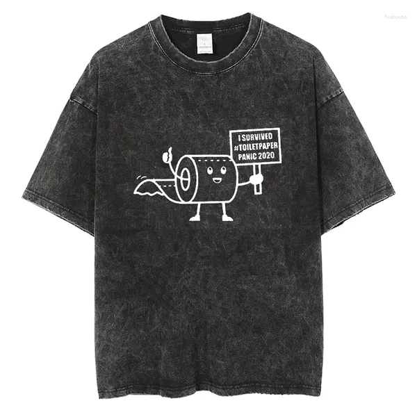 T-shirt da uomo Design divertente Survivor T-shirt di carta igienica Simpatico cartone animato Anime Stampa Tshirt in cotone Vintage Manica corta T-shirt da uomo estivo