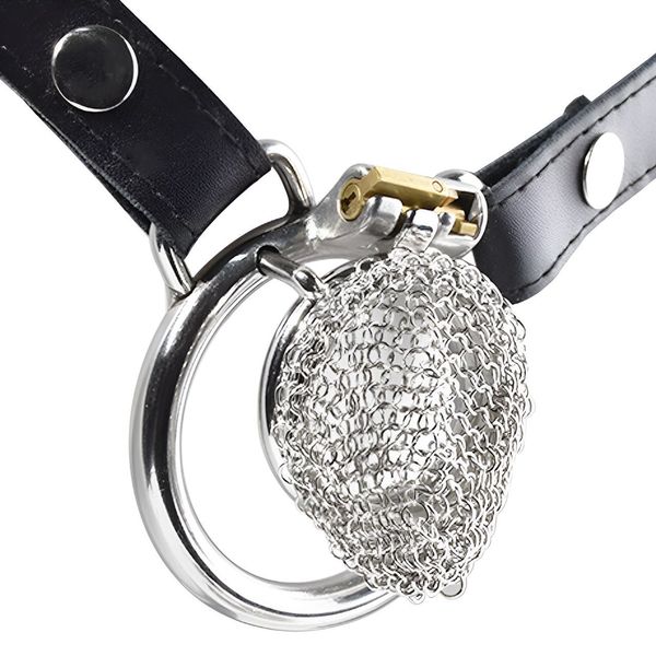 Gauze chastity lock Men's wear set chain Metal CB lock Soft nail tight hole breathable interest chastity lock