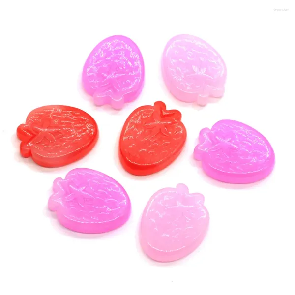 Dekorative Blumen 50/100 Stück Rote Erdbeere Flatback Cabochon Transparente Miniaturfrüchte Simulation Mini-Lebensmittel-Haarschleifen Planares Harz Cra