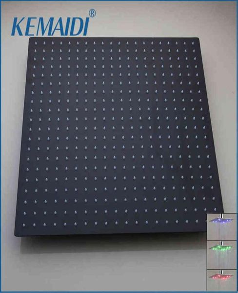 KEMAIDI Soffione doccia quadrato a LED nero in acciaio inossidabile con pioggia da 820 pollici Scelta ultrasottile da parete per bagno montato a soffitto H12091689707