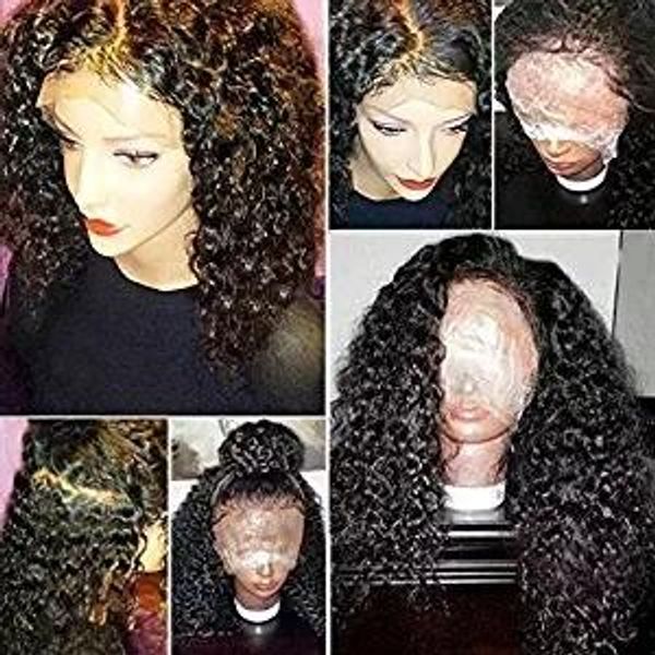 Perucas 360 perucas frontais de renda pré-arrancadas crespos para mulheres negras 10a perucas de cabelo humano virgem brasileiro sem cola 360 perucas frontais completas (14 polegadas