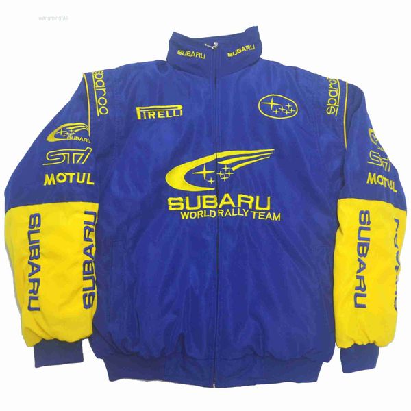 Новинка 2024 года, мужские куртки, мужские уличные гоночные костюмы F1, зимняя хлопковая рубашка в академическом стиле, пальто Subaru с полной вышивкой A083a084