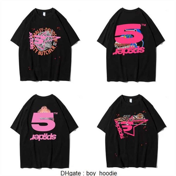 Designermode Kleidung Hip Hop T-Shirts T-Shirts Young Thug Star Same Sp5der 555555 Pink Tee Eagle Kurzarm T-Shirt UG9B