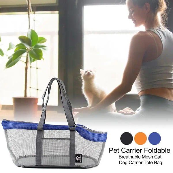Переноска для собак, портативная сумка для домашних животных, маленькая дорожная сетчатая складная ручная сумка через плечо, дышащая сумка