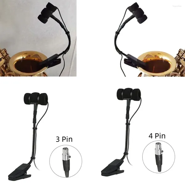 Mikrofone Tragbares 3-poliges 4-kabeliges Saxophonmikrofon mit Clip-on-Design, omnidirektional, geeignet für verschiedene Instrumente