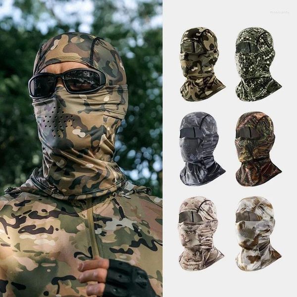 Erkekler için Beretler Balaclava Yaz Headgear Güneş Koruyucu UV geçirmez Kamuflaj İpek Beanie Balıkçılık Motosiklet Binicilik Maskesi Tam Yüz Şapkası