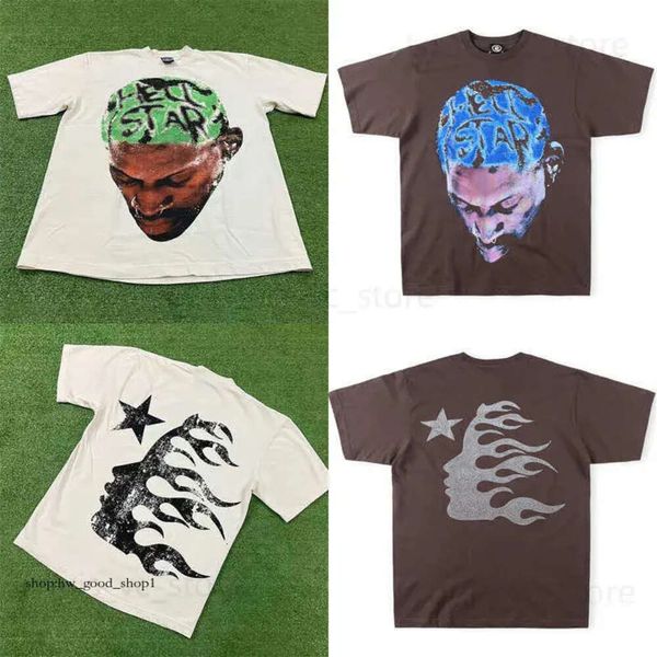 Hellstar Erkek Tişörtleri Yıldız T-Shirts Hip Hop Baskılı Kafa Tişörtlü Yüksek Sokak Erkek Kadın Kısa Kollu Tee Stick Matkap T230831 445
