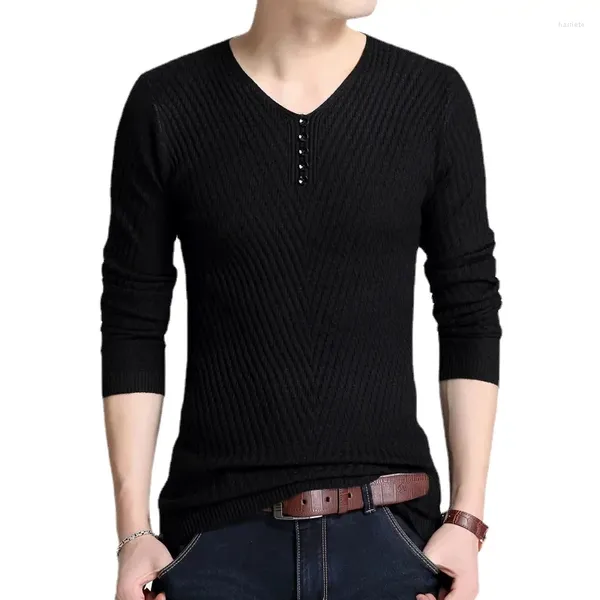 Maglioni da uomo Maglione invernale Coreano Casual scollo a V manica lunga lavorato a maglia Pull Homme Pullover solido abbigliamento da uomo