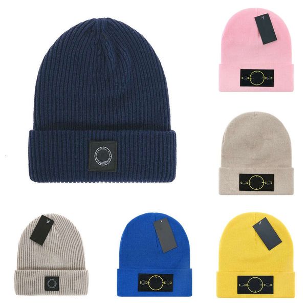 Elegante pedra gorro crânio boné designer carta jacquard inverno casual ao ar livre gorros bonnet cabeça quente cashmere