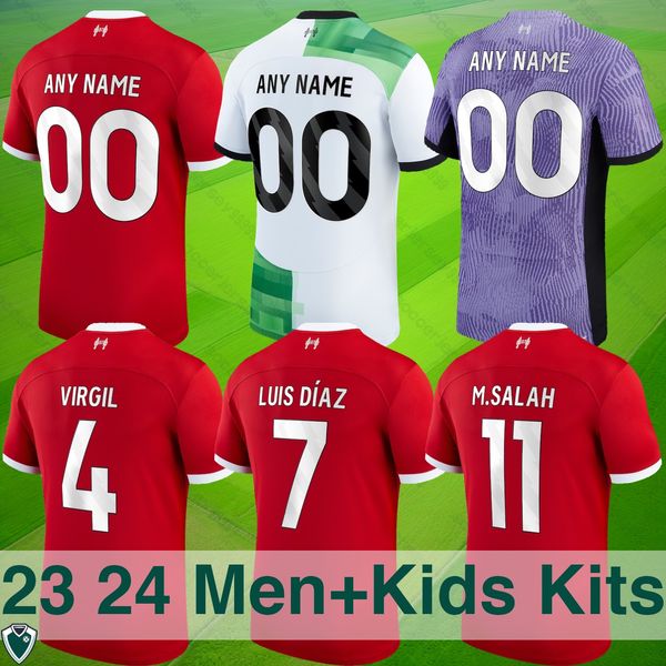 23/24 as camisas de futebol dos Reds-virgil Diaz Salah Szoboszlai Editions.Designs premium para fãs - Home Away Third Kits Kids Collection.Opções de personalização de vários tamanhos