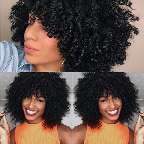 Perruques Nice African Ameri cheveux brésiliens courte perruque frisée crépue Simulation cheveux humains courte perruque frisée en stock