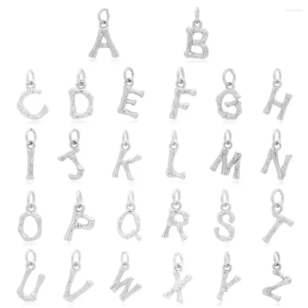 Charms Silver Color Alphabet Letras de cobre Jóias Diy Women Women Nome Inicial Colar de pulseira Fazendo o pingente