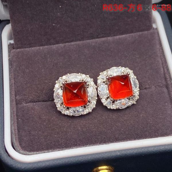 Stud Küpe Lanzyo 925 STERLING Gümüş Natuarl Şeker Kulesi Garnet Kızlar Hediye Güzel Mücevher Kadın Küpe 6mm