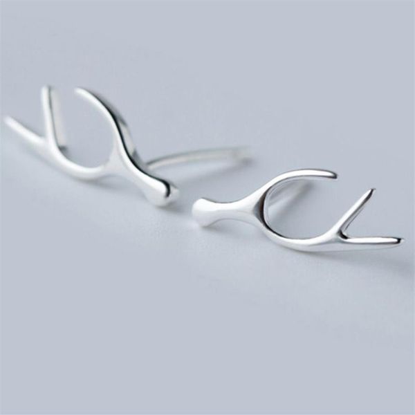 Mode Frauen Geweih Ohr Studs 925 Sterling Silber Nette Deer Horn Stud Ohrringe Mädchen Geburtstag Geschenke Damen Schmuck ES8243U