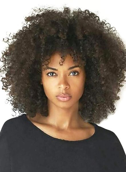 Perucas kinky encaracolado frente do laço perucas de cabelo humano para as mulheres preto natural 180% densidade brasileiro afro bob lacefrontal peruca 1022 polegada