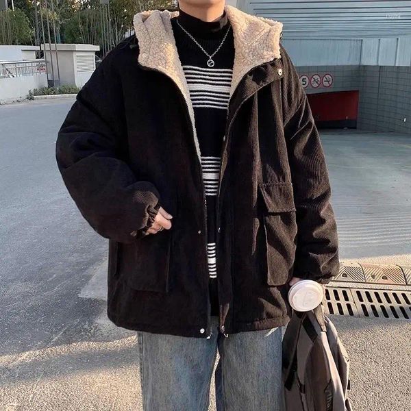 Felpe con cappuccio da uomo stile coreano uomini e donne trendy hip-hop velluto a coste autunno inverno coppia personalità giacca con cappuccio allentato vintage top