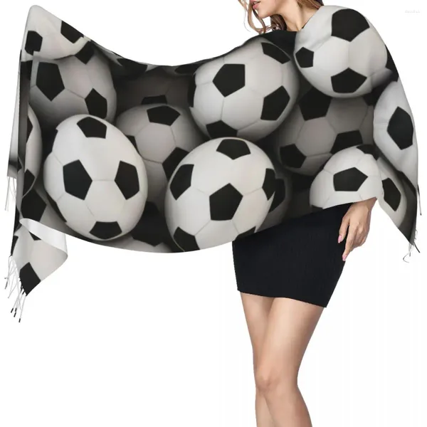 Шарфы с кисточками, большой шарф из пашмины 196, 68 см, зимняя теплая шаль, накидка Bufanda, женские футбольные мячи, морской кашемир