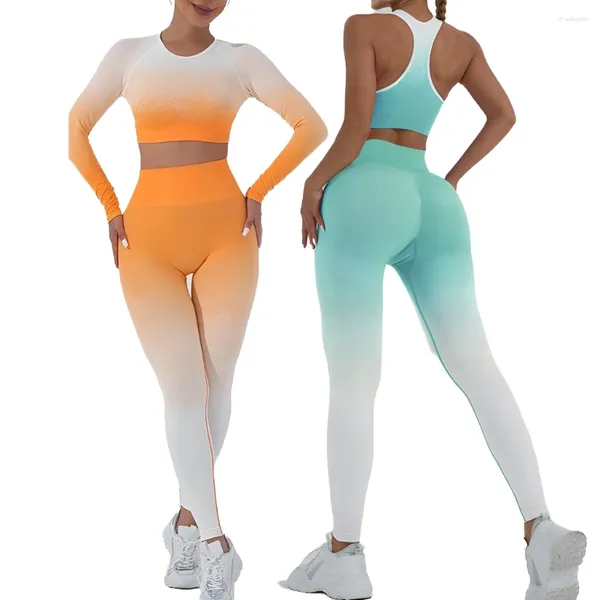 Aktif setler yoga giyim ropa de deportiva mujer spor kıyafetleri spor sutyen pantolon tozluk pantolonlar eşofman kadınları iki parça set dikişsiz gyap giyim