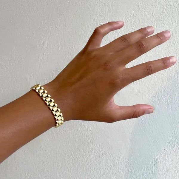 Link pulseiras pulseira de relógio de aço inoxidável pulseiras 12mm 18k banhado a ouro bandas para mulheres jóias presentes