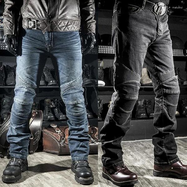 Jeans da uomo Pantaloni da motociclista da uomo Pantaloni elasticizzati da uomo Pantaloni da equitazione da motociclista fuoristrada Pantaloni da cavaliere elasticizzati aderenti in denim resistente Ciclismo