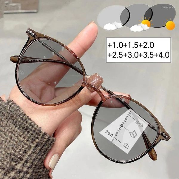 Sonnenbrille Runde Smart Pochromic Lesebrille Nahe Fernsicht Progressive Multifokale Brille Retro Ultraleichte Brille Für Männer Frauen