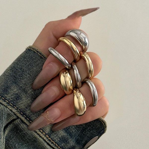 Anéis de Cluster Diezi Homens Vintage Metal Exagerado para Mulheres Festa Geométrica Ouro Prata Cor Knuckle Joint Ring Sets 2023 Jóias