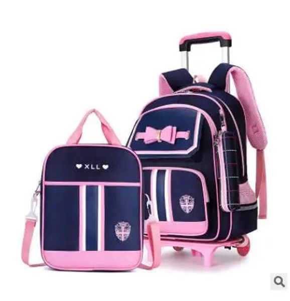 Escola rolando mochila saco de escola sobre rodas rodas para meninas estudante crianças trole saco mochilas crianças 231229