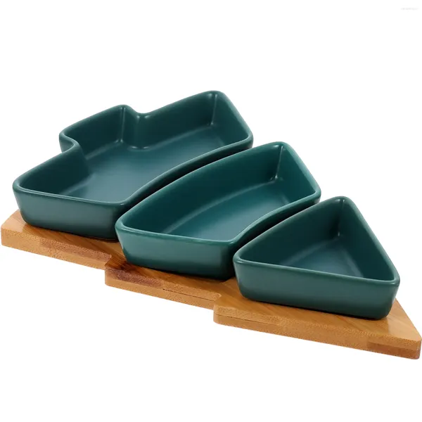 Set di stoviglie 1 set di vassoio per snack in ceramica per albero di Natale, caramelle, fornitura multifunzione di frutta secca