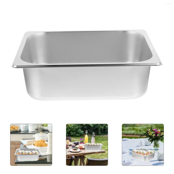 Наборы столовой посуды Прямоугольная раковина из нержавеющей стали Металлический контейнер с крышкой Блюдо для шведского стола