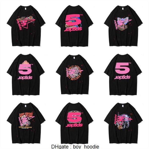 555 Дизайнерские мужские футболки Хип-хоп Kanyes Style Sp5der Футболка Паук Джемпер Европейские и американские молодые певцы Футболки с короткими рукавами Fashion Sport J6R9