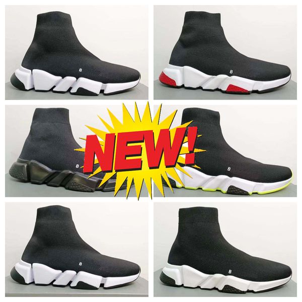 Designers Belencge Speeds 2.0 V2 Sapatos Casuais Sneaker Homens Mulheres Tripler S Paris Meias Botas Marca Preto Branco Azul Luz Alta