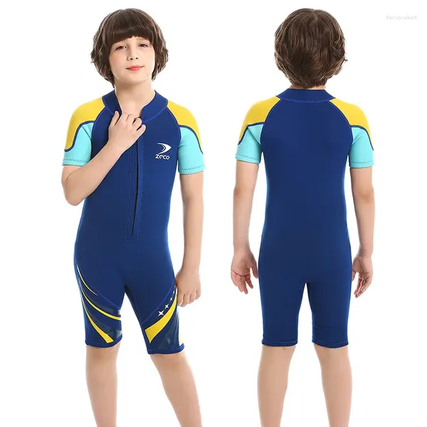 Damen-Badebekleidung, 2,5 mm, Jungen-Neoprenanzüge, Thermo-Tauchanzüge für Kinder, kurzärmelige Kinder-Badeanzüge mit UV-Schutz