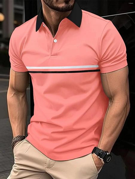 Herren Polos 2024 Sommermode Mehrfarbiges Revers Gestreiftes, schlankes Business-Casual-POLO-Shirt