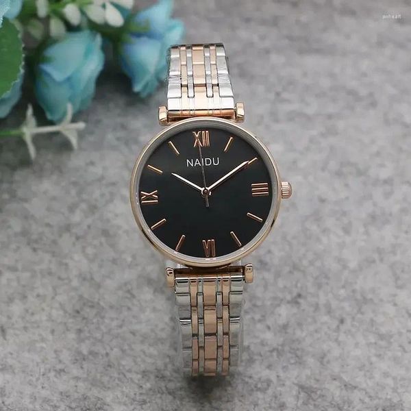 Bilek saatleri kadınlar siyah beyaz kadran kuvars reloj bayanlar saat vintage basit minimalist moda kızlar gül altın şeridi kol saat