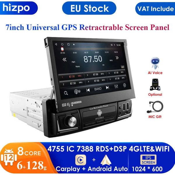 1din Auto Radio Carplay Auto GPS Navigation IPS Versenkbare Bildschirm Einstellen 1 Din Android Multimedia Player Universal Audio Video