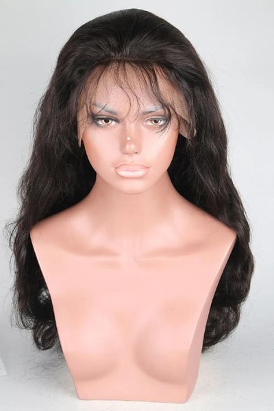 Perucas venda frente do laço perucas onda do corpo virgem cabelo humano peruca cheia do laço com cabelos do bebê brasileiro para preto feminino cor natural 130 150 180