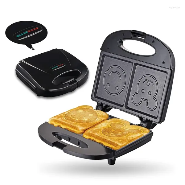 Fabricantes de pão Mini Sandwich Maker Panini Waffle Non-StickToaster Revestimento Bolo Grill Máquina para Lanches de Criança Café da Manhã 750W